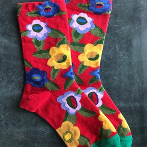 Red Floral Ankle Socks