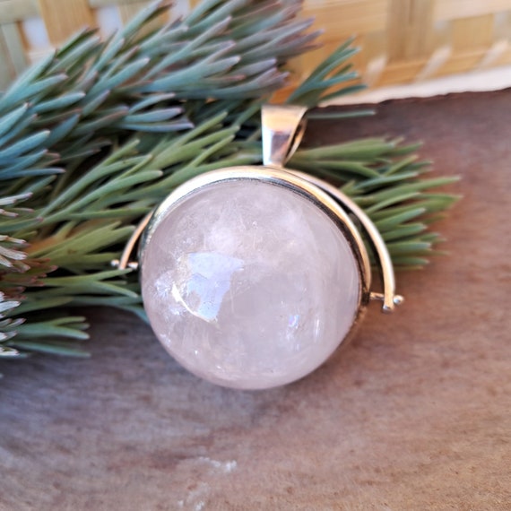 Jewellery Crystal Pendant // Rose Quartz Sphere -… - image 1