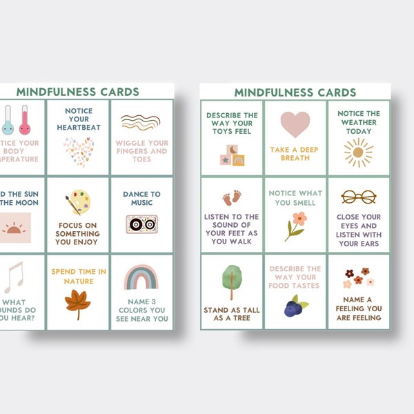 Mindfulness Cards for Children | Printable Toddler Cards | Preschooler Coping Skills