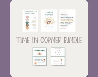 Time-In Corner Bundle: Feelings Chart, Positive Affirmation Poster, Calming Cards | Printable Calm Corner for Children