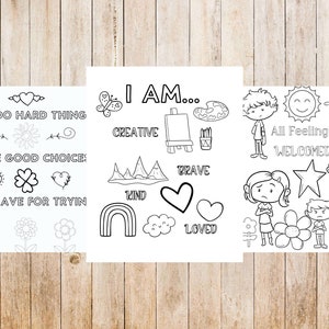 Positive Affirmation Printable Coloring Pages | Digital Calming Activity for Children