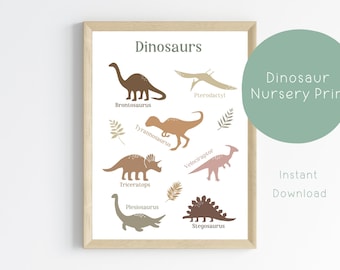 Dinosaur Nursery Poster | Educational Boho Print (Digital Download)