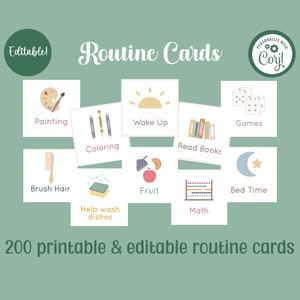 Cartes de routine pour enfants | Cartes de routine quotidiennes modifiables et imprimables pour un calendrier visuel