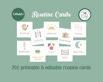 Visual Schedule Routine Cards for Kids | Editable, Printable (Digital Download)