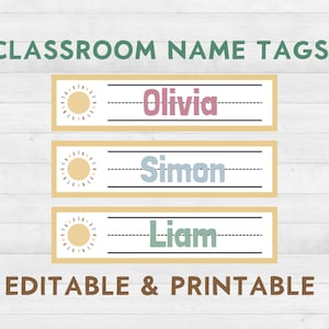 Classroom Name Labels | Printable & Editable Name Tags for Classroom Decor