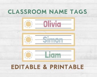Classroom Name Labels | Printable & Editable Name Tags for Classroom Decor