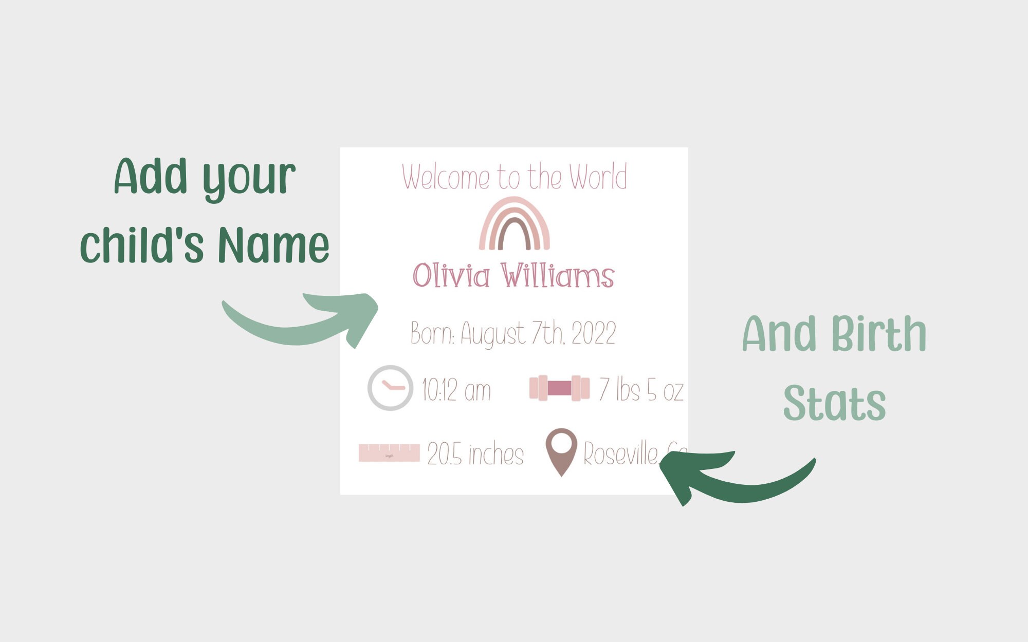 EDITABLE Birth Announcement | Printable Baby Stats Sign | Welcome to ...