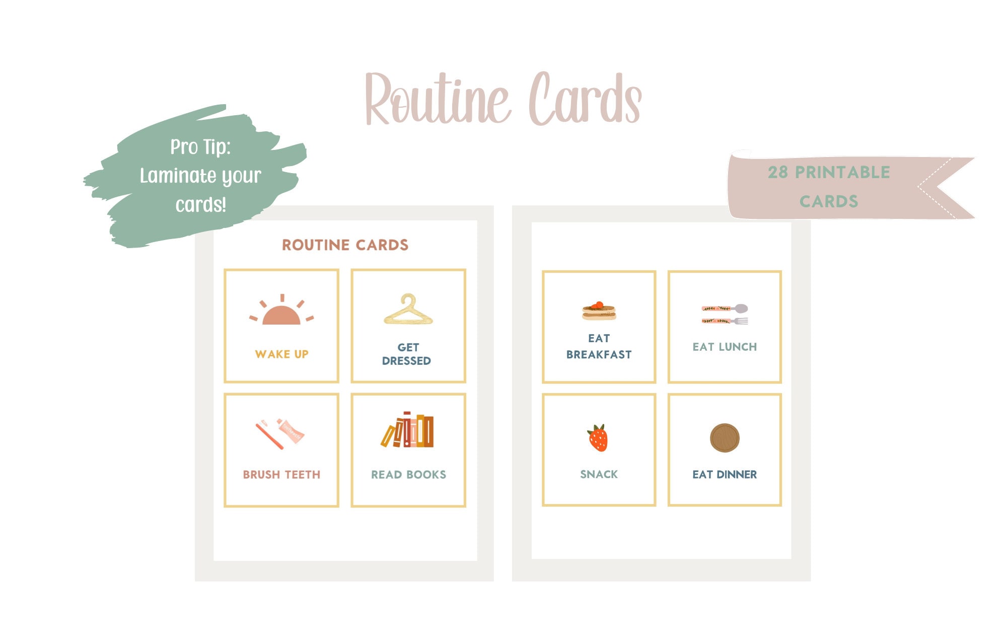 Toddler Routine Cards | Printable Visual Schedule Behavior Cards for ...