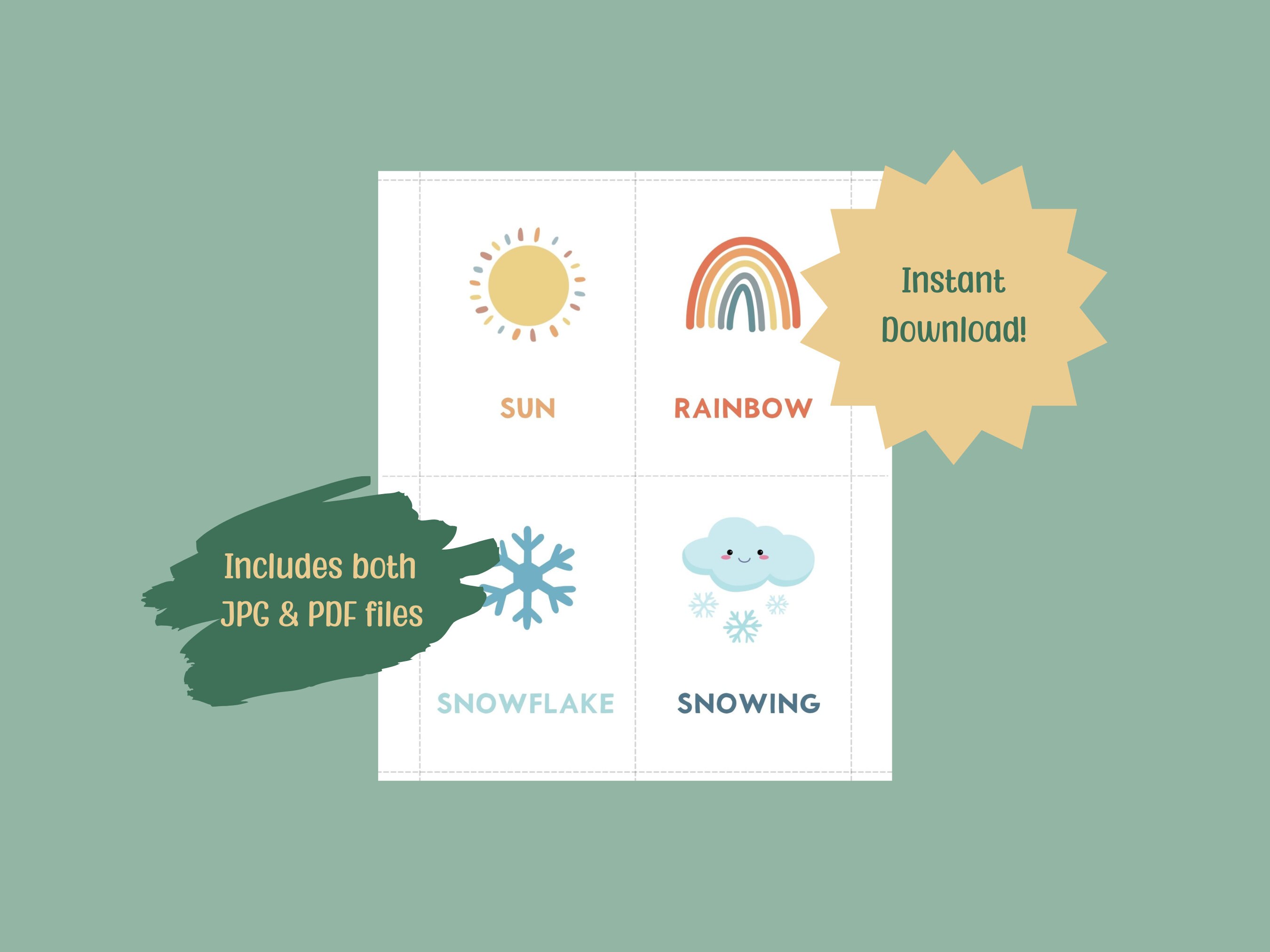 Weather Flashcards | Printable Flash Cards | Educational Prints for ...