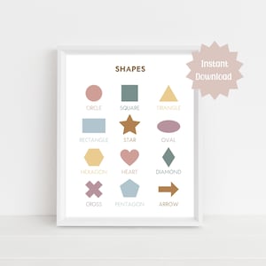 Geometric Shapes Chart | Printable Preschool Educational Poster | Instant download Montessori Materials Kids Wall Art