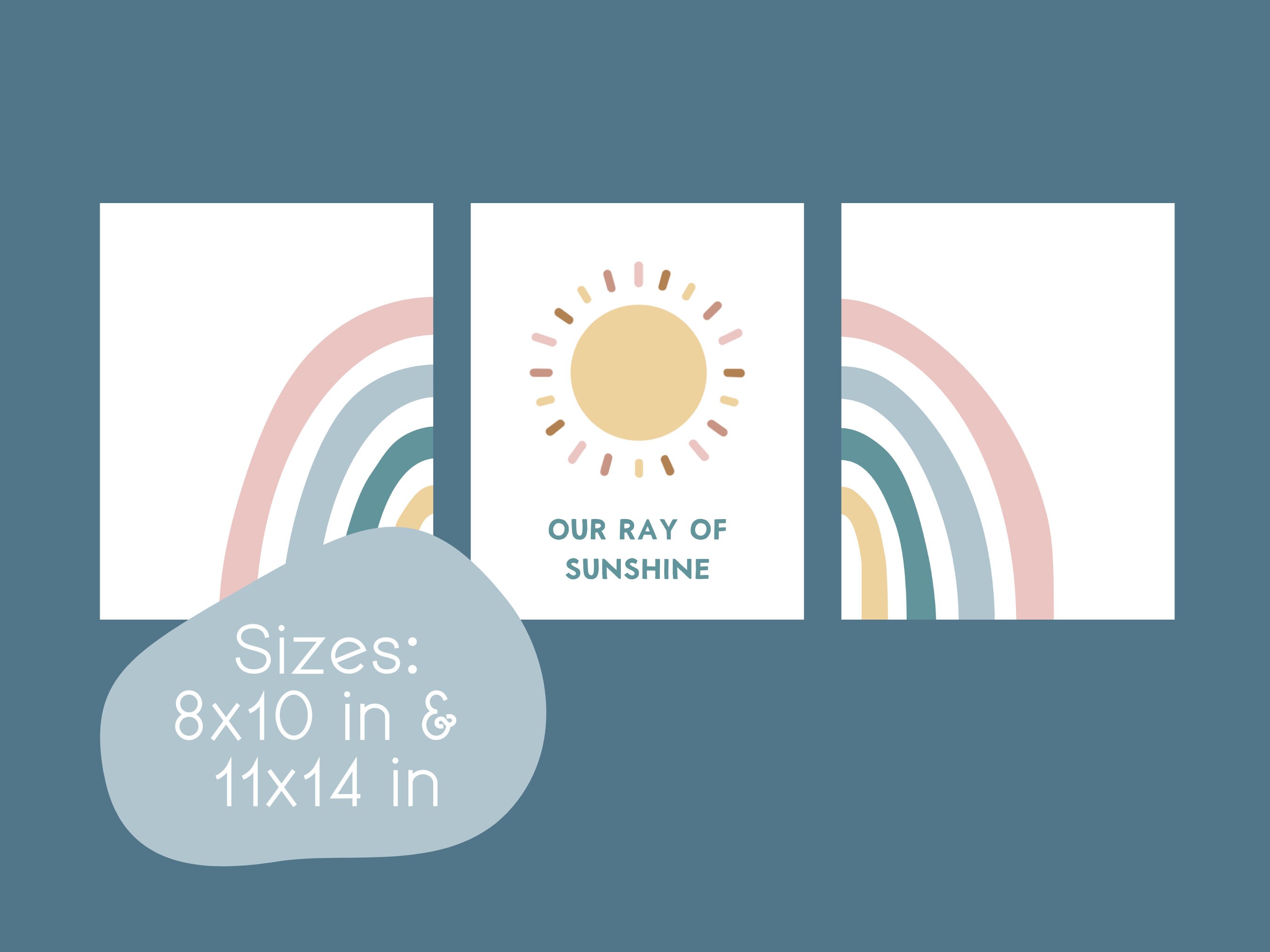Boho Rainbow Nursery Wall Art | PRINTABLE Rainbow Baby Gallery Wall Set ...
