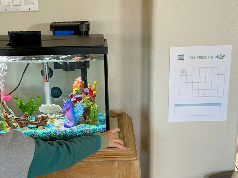 Printable Fish Chart Fish Feeding Log for Kids Sticker Chart Pet Care