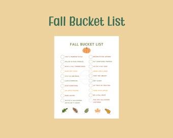 Fall Bucket List | Printable Fall Game | Digital Download