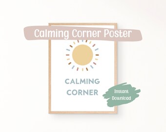 Calming Corner Poster | Calm Corner Classroom Printable | Modern sun print