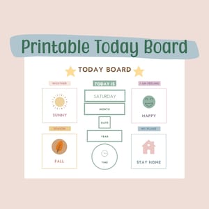 Tablero de hoy / Tablero de tiempo del círculo matutino imprimible / Calendario diario de descarga digital / Materiales Montessori / Gráfico de rutina