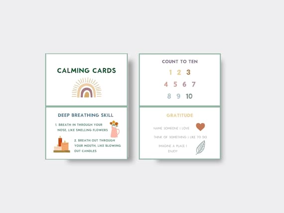 Calming Cards for Children | Printable Toddler Cards | Preschooler Coping Skills | Grounding techniques | Calming skills | Deep breathing