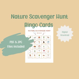 Nature Hunt Printable Bingo Cards | Scavenger Hunt Kids Activity - Etsy