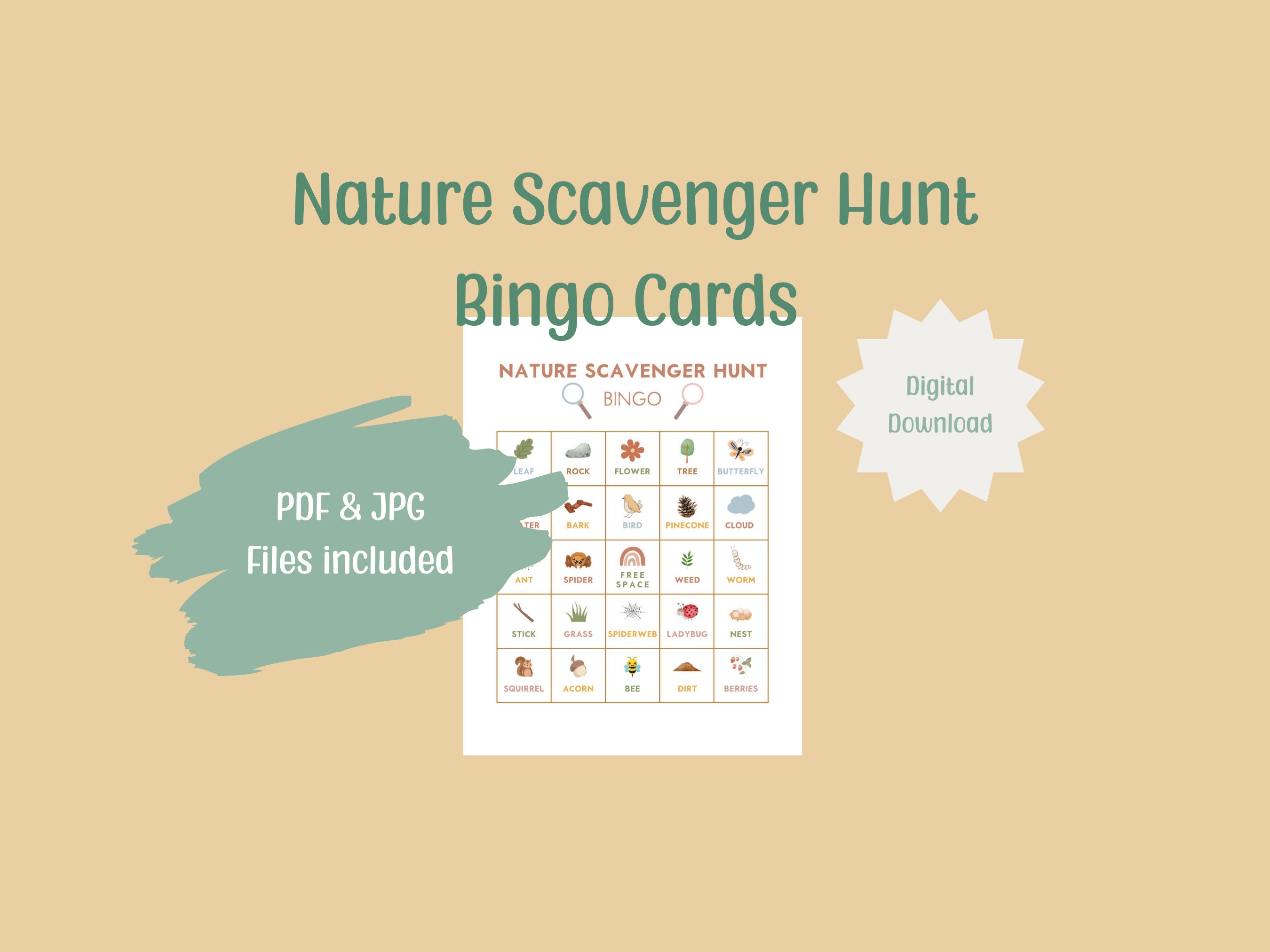 Nature Hunt Printable Bingo Cards | Scavenger Hunt Kids Activity - Etsy