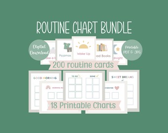 Kids Routine Charts and visual schedule cards | Printable checklist Daily Routine