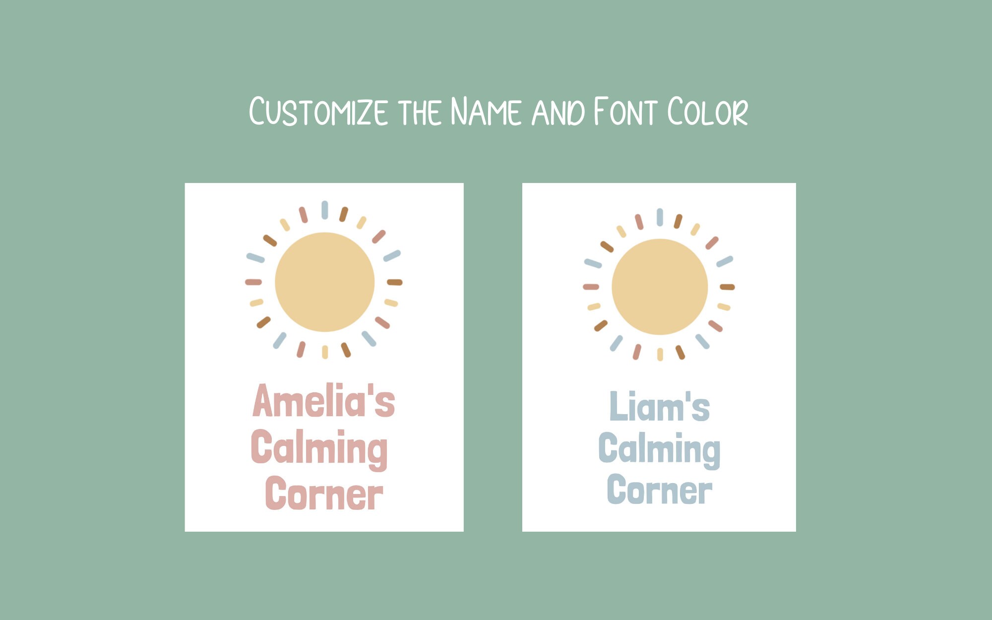 Rectangular Calm Signs Personalized Calming Corner Sign Editable With Corjl - Etsy