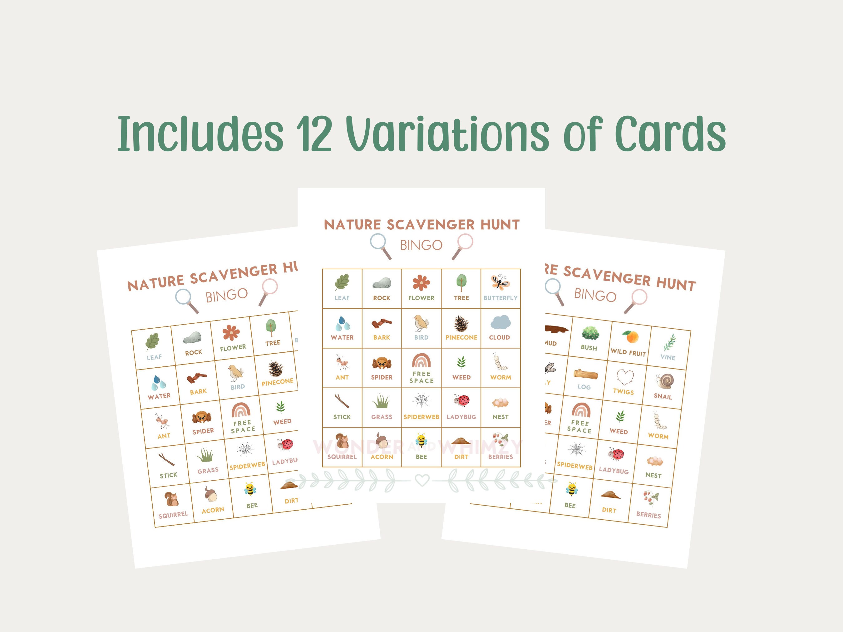 Nature Hunt Printable Bingo Cards Scavenger Hunt Kids Activity - Etsy ...