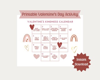 Valentine's Day Kindness Calendar | Kids Activity (Digital Download)