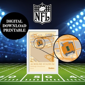 Heinz Field, Acrisure Stadium, Heinz Field Map, Stadium Print, nfl stadium map, American Stadium poster | Digital download