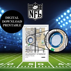 ALLEGIANT STADION | Las Vegas Räuber | NFL Stadion Karte | American Football Liebhaber | digitale Landkarte | Black&White Stadion