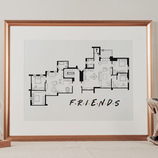Plan d’étage des amis Wall Art - Friends Apartment Layout Digital Print