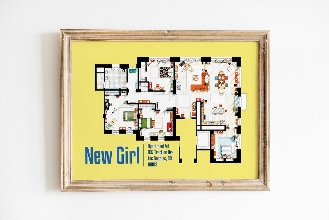 New Girl Floor Plan for Wall Art New Girl Apartment Layout Digital
