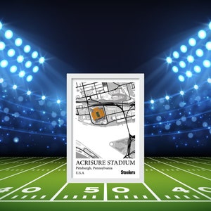 Heinz Field, Acrisure Stadium, Heinz Field Map, Stadium Print, nfl stadium map, American Stadium poster | Digital download