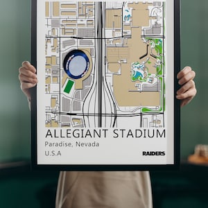 ALLEGIANT STADIUM, Las Vegas Raiders, Stadium Map, American Football Stadium, Stadium poster, Men gift