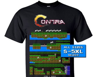 魂斗羅 NES ゲーム画面 LANCE Tシャツ BLACK 全サイズ S-5XL 綿100