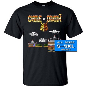 Château de Dragon Carte écran T Shirt NOIR toutes tailles S-5XL 100% coton NES Famicom Nintendo jeu 8 bit