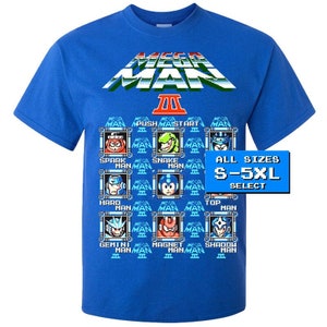 Rockman Megaman 3 Boss screen T Shirt BLACK all sizes S-5XL 100% cotton NES Famicom Nintendo game 8 bit