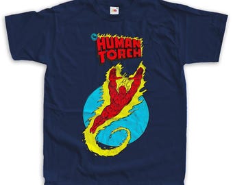 Human Torch Comic Super Heroes Vintage T Shirt Unisex sizes S-5XL 100% cotton Cover Art