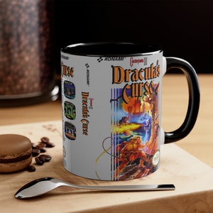Castlevania 3 Dracula&#39;s Curse NES 8 bit game box cover famicom Accent Coffee Mug, 11oz blue