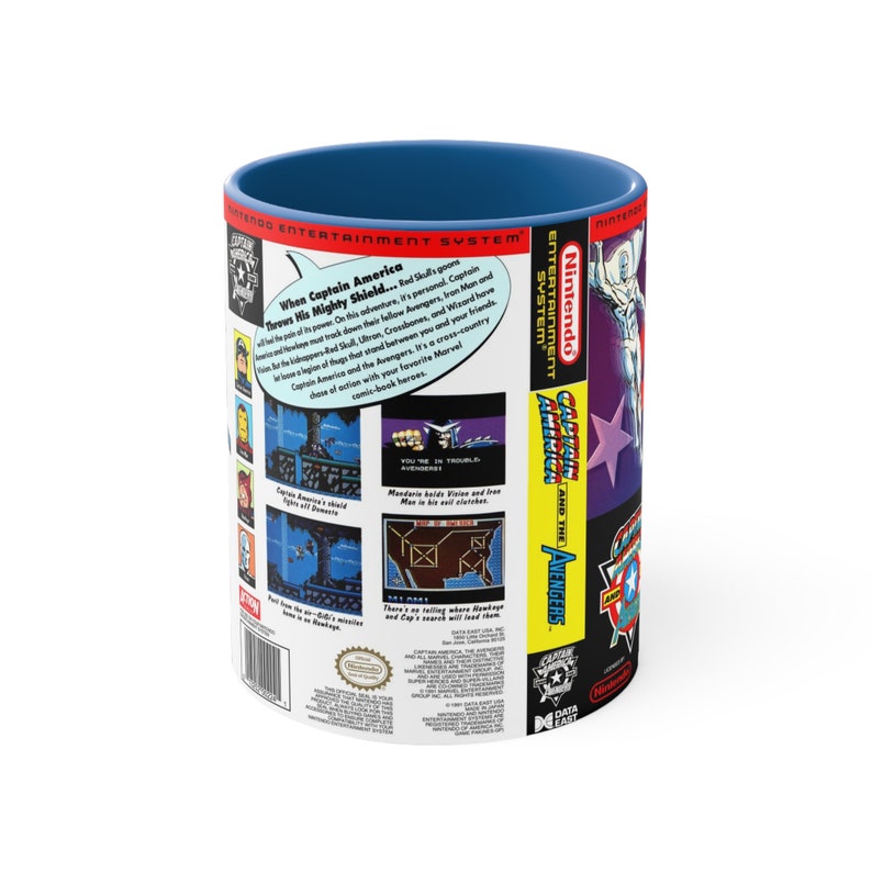Capitán América y los Vengadores NES 8 bits caja de juego cubierta famicom Accent taza de café, 11 oz 1 imagen 2