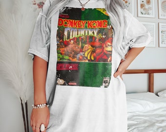 Donkey Kong Country - SNES Vintage T Shirt 8 Colors Unisex all sizes S-5XL 100% cotton Cover Art SNES Super Famicom Nintendo game 8 bit