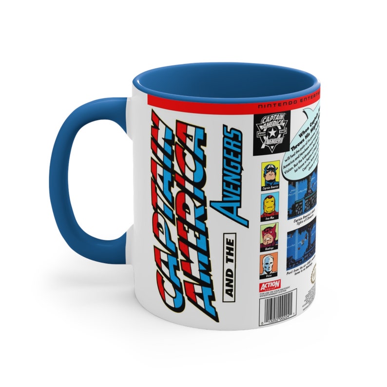 Capitán América y los Vengadores NES 8 bits caja de juego cubierta famicom Accent taza de café, 11 oz 1 imagen 3