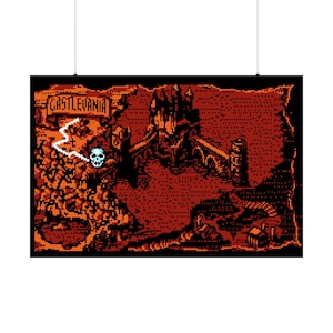 Castlevania 3 Dracula&#39;s Curse Map NES 8 bit game box cover famicom Matte Horizontal Posters