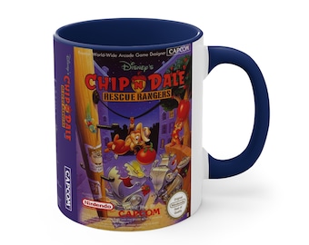 Chip 'n Dale Rescue Rangers NES 8 bit game cartridge label famicom Accent Coffee Mug, 11oz