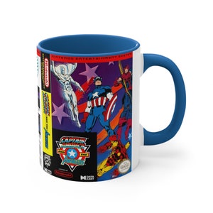 Capitán América y los Vengadores NES 8 bits caja de juego cubierta famicom Accent taza de café, 11 oz 1 imagen 1