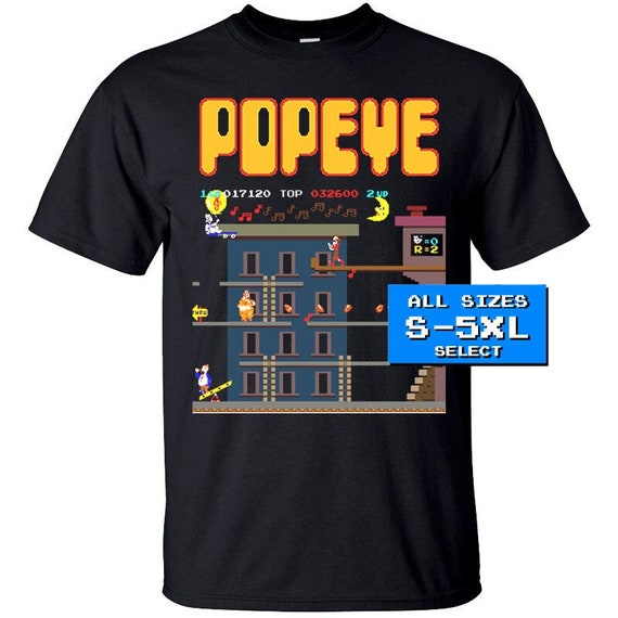 Popeye Stage 2 T Shirt BLACK All Sizes S-5XL 100% Cotton NES 