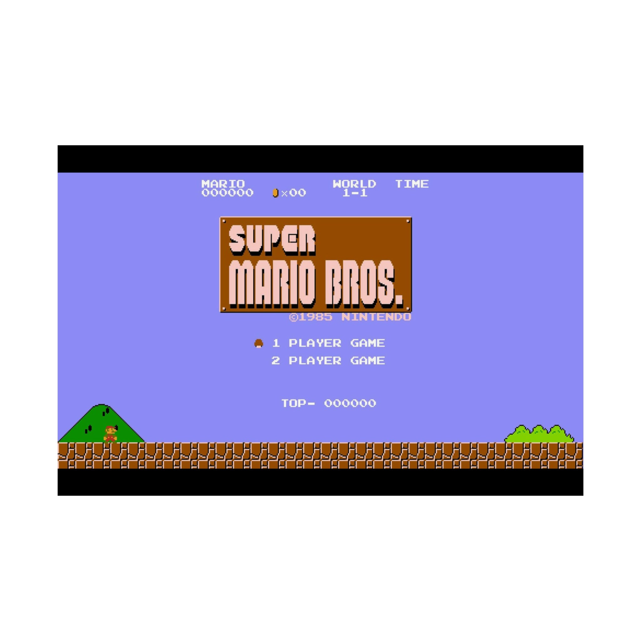SMB Mario Bros 1 Start Screen NES 8 Bit Game Box Cover Famicom