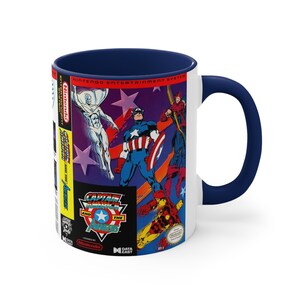 Capitán América y los Vengadores NES 8 bits caja de juego cubierta famicom Accent taza de café, 11 oz 1 imagen 8