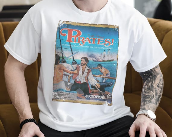 Sid Meiers Pirates - Vintage T Shirt 8 Colors Unisex Sizes S-5XL