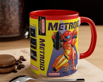Caja del juego Metro ID de NES de 8 bits, 1 taza de café con acento de Famicom, color rojo, 325 ml