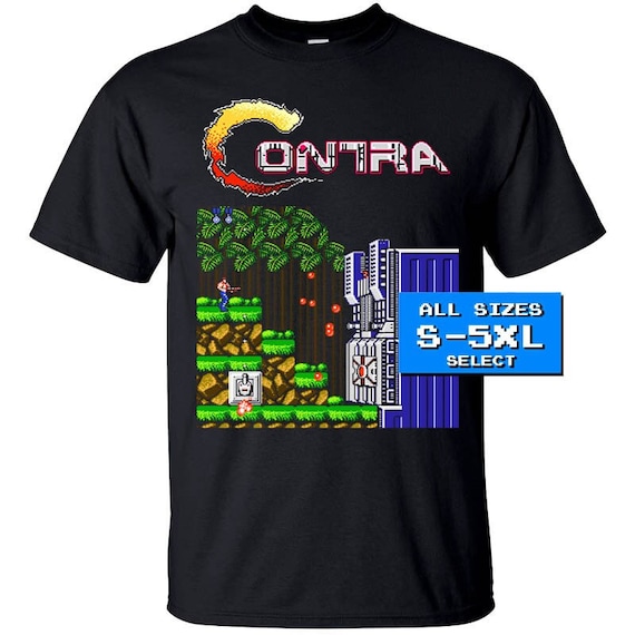 Contra NES Famicom Game Stage Base Screen T Shirt BLACK All