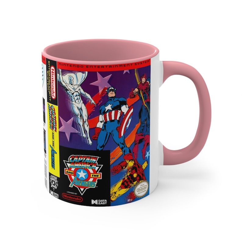 Capitán América y los Vengadores NES 8 bits caja de juego cubierta famicom Accent taza de café, 11 oz 1 imagen 9